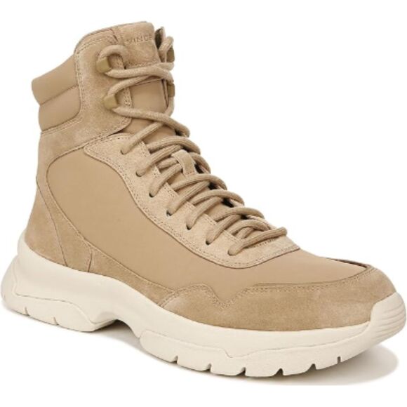 Vince Elvio Leather Lug Ankle Boot Men’s Size 10.5M Camel Water Repellent - Picture 1 of 10
